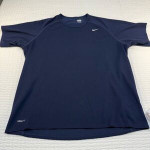 Nike Men's Dark Blue Dri-FIT Tee Size L(see picture snags)